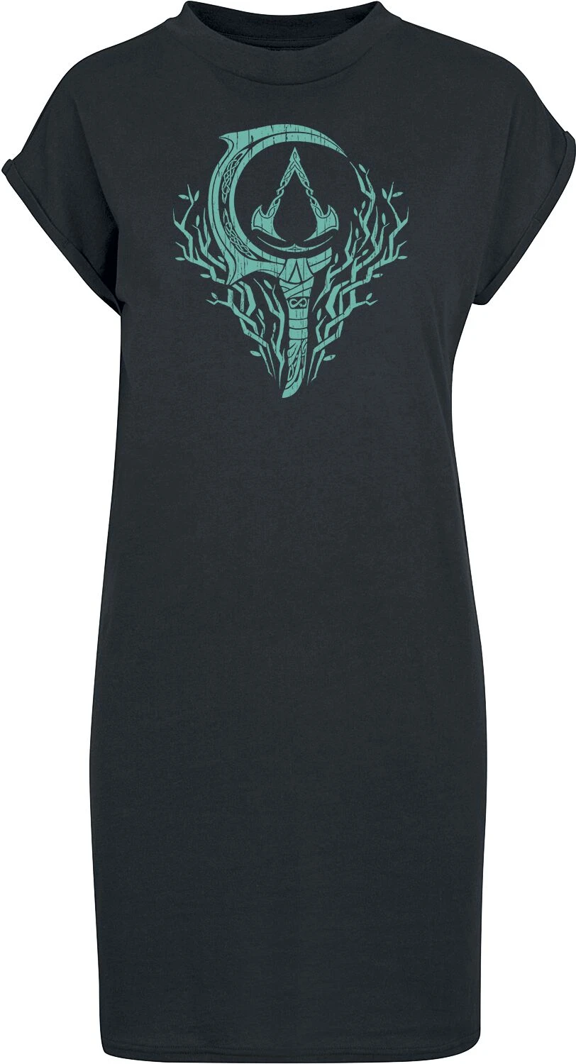 "Valhalla - Sickle Symbol" Mittellanges Kleid Schwarz Von Assassin's Creed 3 "Valhalla - Sickle Symbol" Mittellanges Kleid Schwarz Von Assassin's Creed