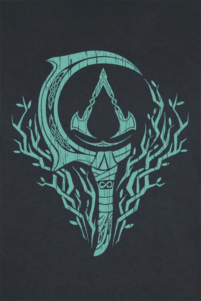 "Valhalla - Sickle Symbol" Mittellanges Kleid Schwarz Von Assassin's Creed 5 "Valhalla - Sickle Symbol" Mittellanges Kleid Schwarz Von Assassin's Creed – Bild 3