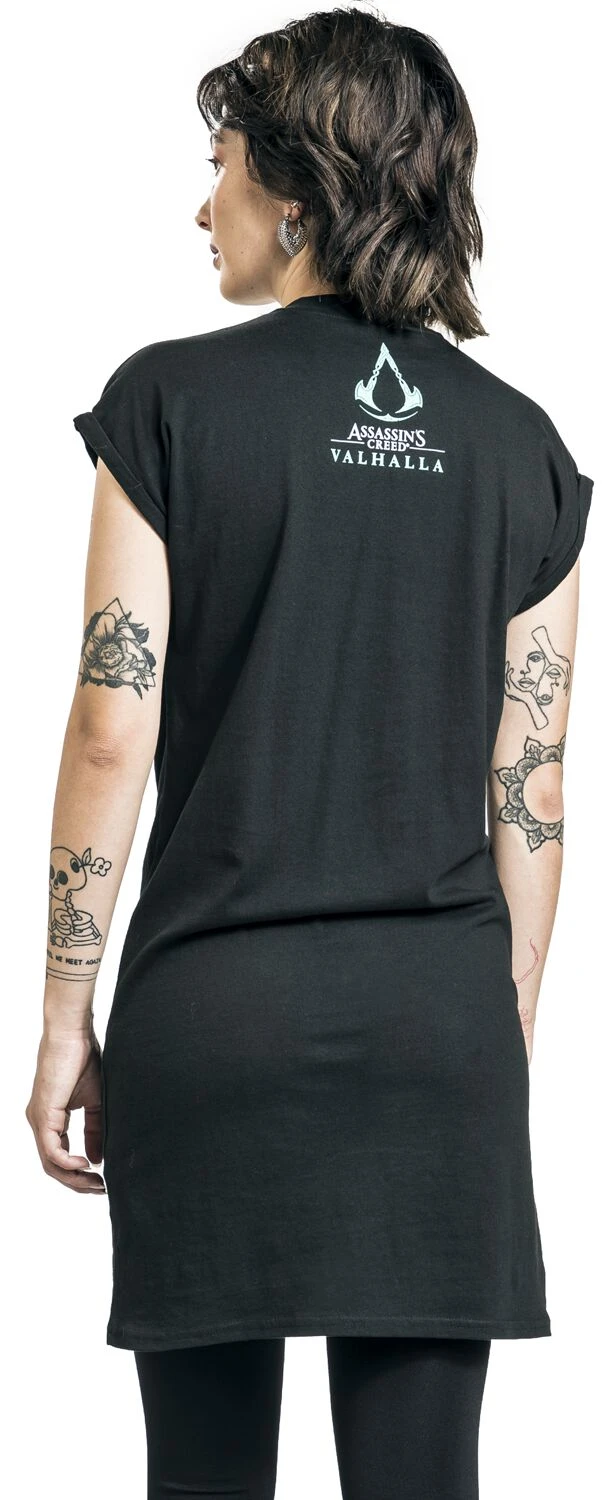 "Valhalla - Sickle Symbol" Mittellanges Kleid Schwarz Von Assassin's Creed 8 "Valhalla - Sickle Symbol" Mittellanges Kleid Schwarz Von Assassin's Creed – Bild 6