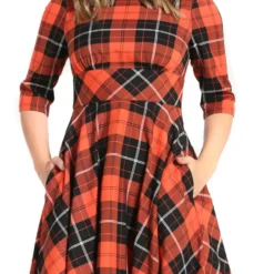 "Clementine 50s Dress" Mittellanges Kleid Schwarz/orange Von Hell Bunny -Angebote Weib Zauber Store 533633wa