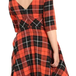 "Clementine 50s Dress" Mittellanges Kleid Schwarz/orange Von Hell Bunny -Angebote Weib Zauber Store 533633wb