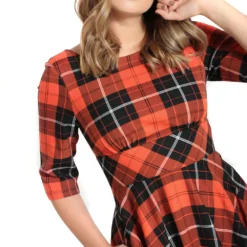 "Clementine 50s Dress" Mittellanges Kleid Schwarz/orange Von Hell Bunny -Angebote Weib Zauber Store 533633wd