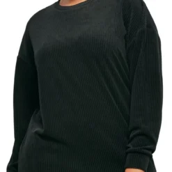 "Ladies Velvet Rib Crew Dress" Kurzes Kleid Schwarz Von Urban Classics -Angebote Weib Zauber Store 533880wa