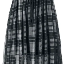 "Kleid Mit Kariertem Zipfelrock" Langes Kleid Schwarz/grau Von Rock Rebel By EMP