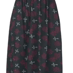 "Maxikleid Mit Alloverprint" Langes Kleid Schwarz Von Rock Rebel By EMP