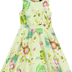 "Luisa Tropical Swing Dress In Kids" Kleid Grün Von H&R London
