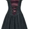 "Gothic Dress" Kurzes Kleid Schwarz/rot Von Sinister Gothic -Angebote Weib Zauber Store 538255a
