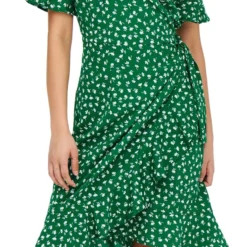 "ONLOLIVIA S/S WRAP DRESS WVN NOOS" Mittellanges Kleid Grün Von Only -Angebote Weib Zauber Store 538621wa
