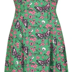 "Madilynn Knee Dress" Mittellanges Kleid Grün/rosa Von Hell Bunny