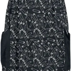 "Safety Pin Dress" Langes Kleid Schwarz/weiß Von Hell Bunny