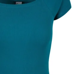 "Ladies Off Shoulder Rib Dress" Kurzes Kleid Grün Von Urban Classics -Angebote Weib Zauber Store 539985d