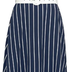 "Stripe Wide Collar Midi Flare Dress" Mittellanges Kleid Blau/weiß Von Voodoo Vixen