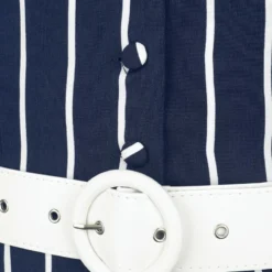 "Stripe Wide Collar Midi Flare Dress" Mittellanges Kleid Blau/weiß Von Voodoo Vixen -Angebote Weib Zauber Store 541508d