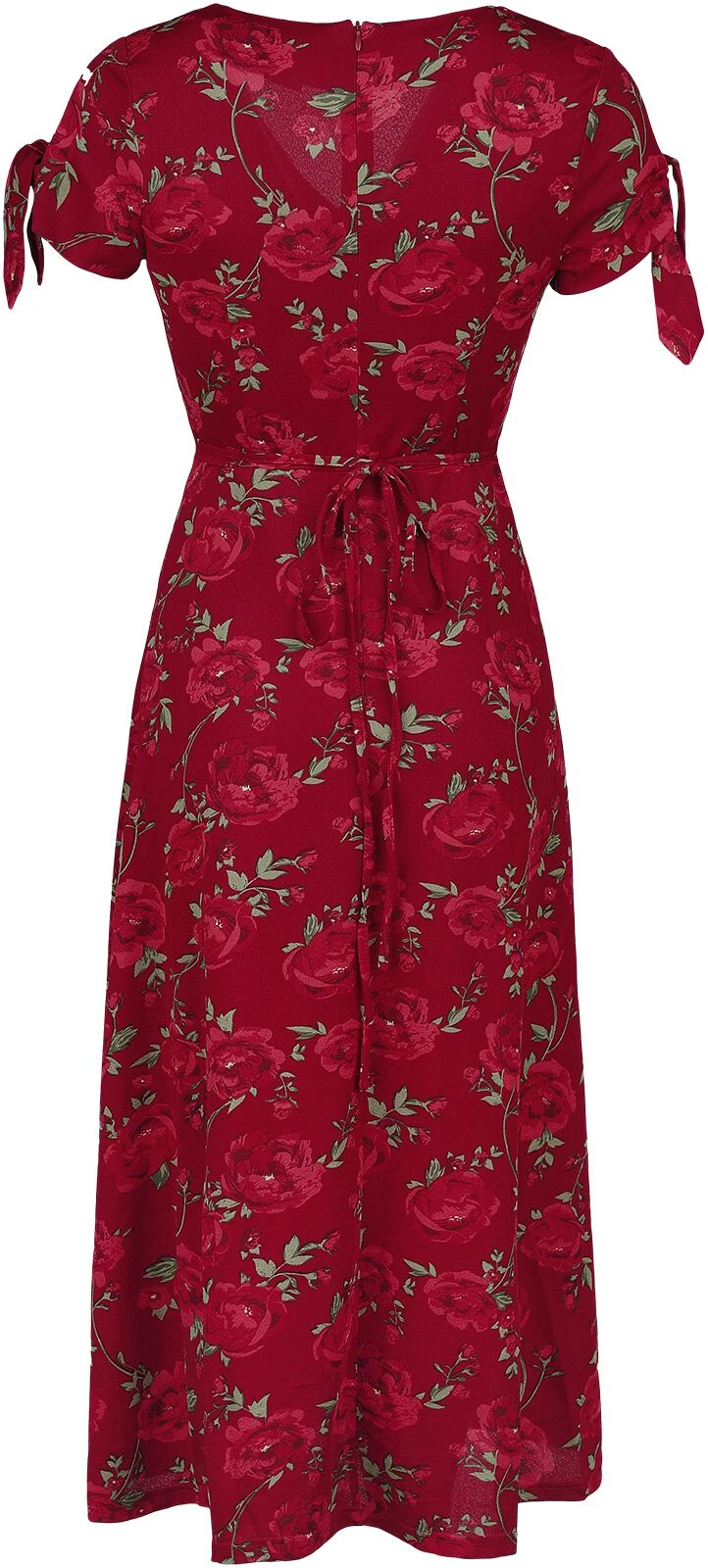 "V Neck Flared Dress" Langes Kleid Rot Von Voodoo Vixen 4 "V Neck Flared Dress" Langes Kleid Rot Von Voodoo Vixen – Bild 2