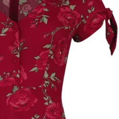 "V Neck Flared Dress" Langes Kleid Rot Von Voodoo Vixen 7 "V Neck Flared Dress" Langes Kleid Rot Von Voodoo Vixen -Angebote Weib Zauber Store 541527d