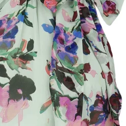 "Floral Print Tie Neck Maxi Dress" Langes Kleid Multicolor Von QED London -Angebote Weib Zauber Store 541602d