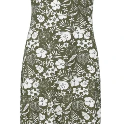 "Corset Front Midi Dress" Mittellanges Kleid Grün/weiß Von QED London