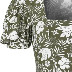 "Corset Front Midi Dress" Mittellanges Kleid Grün/weiß Von QED London -Angebote Weib Zauber Store 541605d