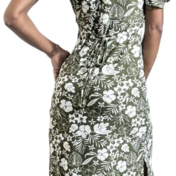 "Corset Front Midi Dress" Mittellanges Kleid Grün/weiß Von QED London -Angebote Weib Zauber Store 541605wb