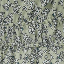 "Floral Print Square Neck Double Shirred Midi Dress" Mittellanges Kleid Multicolor Von QED London -Angebote Weib Zauber Store 541606d