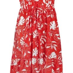 "Midi Shirt Dress With Drawcord Waist" Mittellanges Kleid Rot/weiß Von QED London