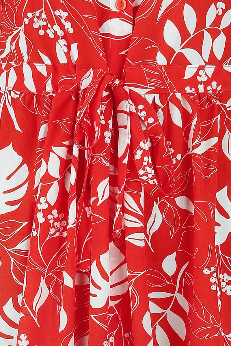 "Midi Shirt Dress With Drawcord Waist" Mittellanges Kleid Rot/weiß Von QED London 5 "Midi Shirt Dress With Drawcord Waist" Mittellanges Kleid Rot/weiß Von QED London – Bild 3