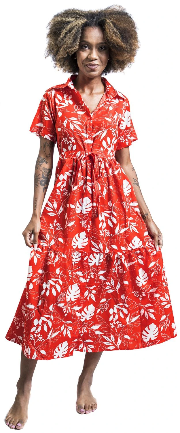 "Midi Shirt Dress With Drawcord Waist" Mittellanges Kleid Rot/weiß Von QED London 6 "Midi Shirt Dress With Drawcord Waist" Mittellanges Kleid Rot/weiß Von QED London – Bild 4