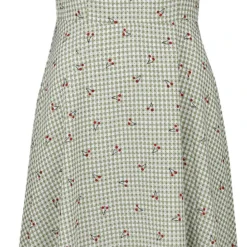 "Day Of Love Cherry Dress" Mittellanges Kleid Grün/weiß Von Banned Retro