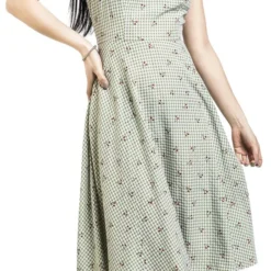 "Day Of Love Cherry Dress" Mittellanges Kleid Grün/weiß Von Banned Retro -Angebote Weib Zauber Store 541617wa