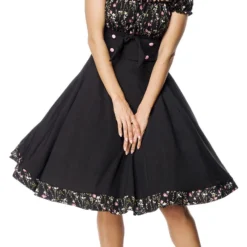"Schulterfreies Swing-Kleid" Mittellanges Kleid Schwarz Von Belsira