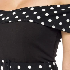 "Schulterfreies Swing-Kleid Mit Gürtel" Mittellanges Kleid Schwarz/weiß Von Belsira -Angebote Weib Zauber Store 542218wd